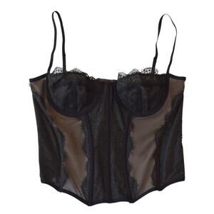 Out From Under Black Lace Corset Cami Top Size XL